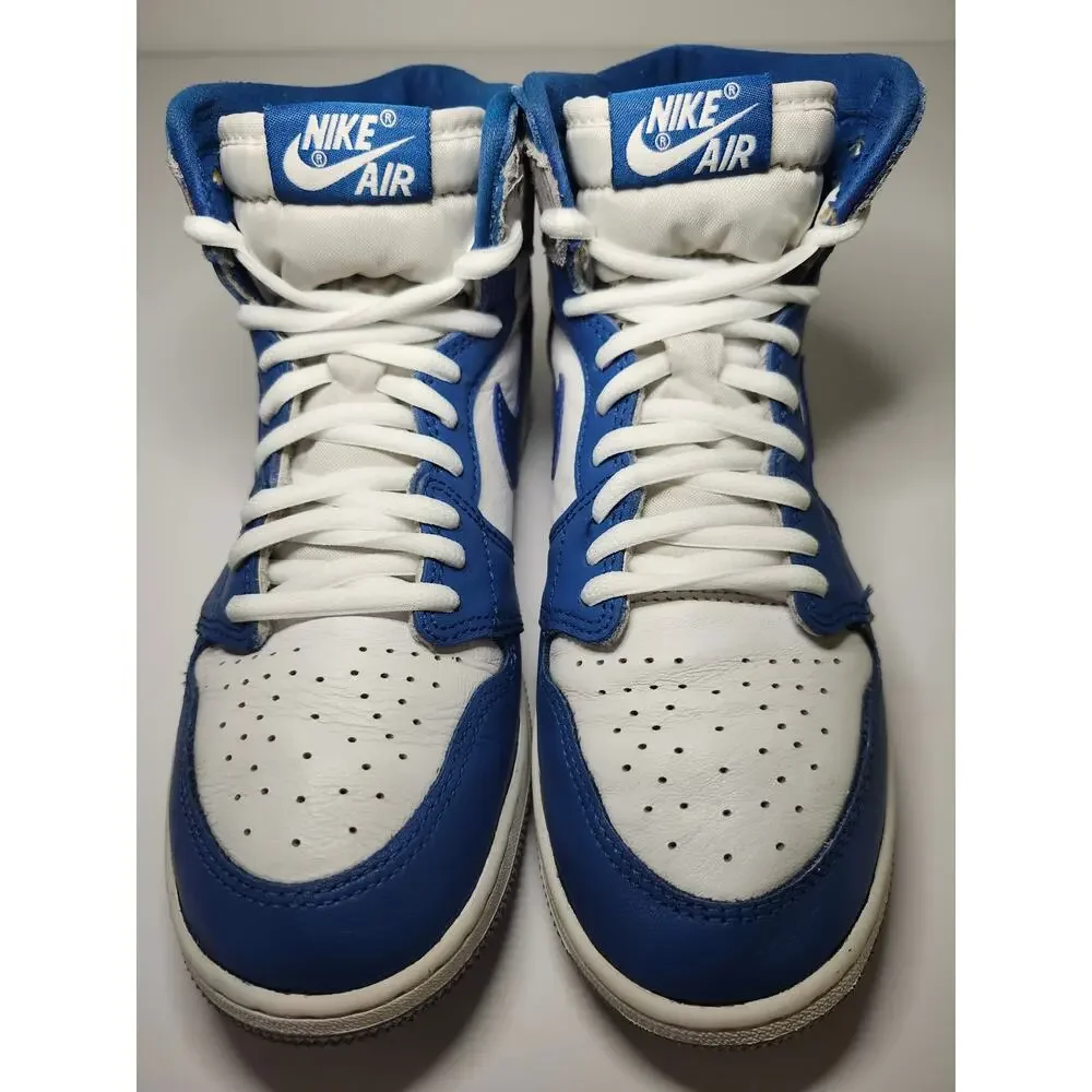 Nike Jordan Kids' 1 High Blue White Sz 5.5Y Leather Athletic Sneaker